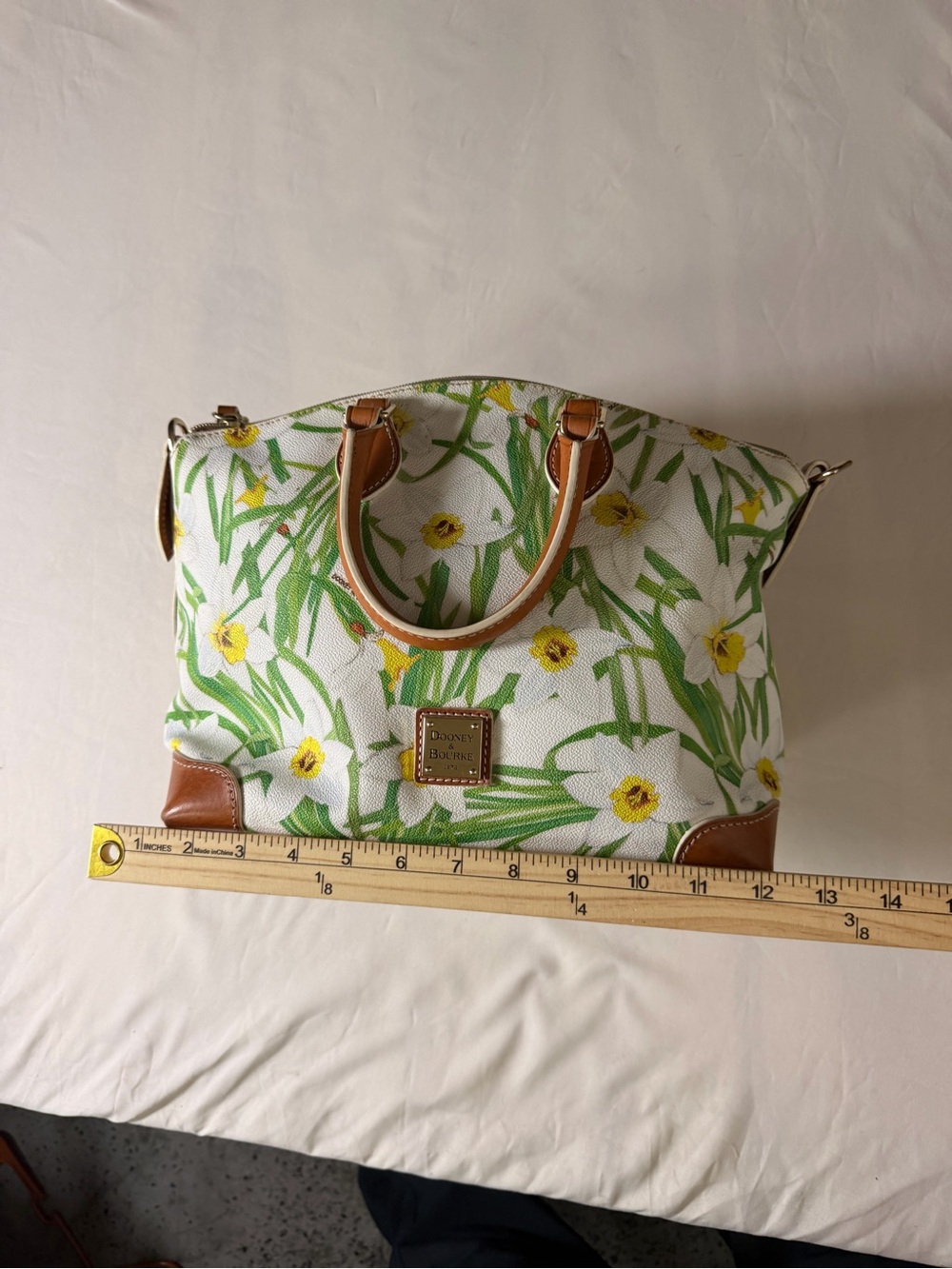 Dooney & Bourke White Floral Tote with Yellow and Green - Picture 6 of 12
